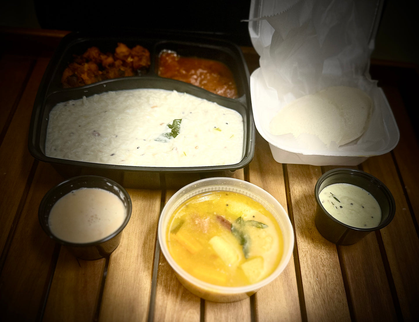 Veg Meals (Curd Rice, Potato Fry, Mango Pachadi, Idli, Sambar, Chutney, Payasam/Kheer)