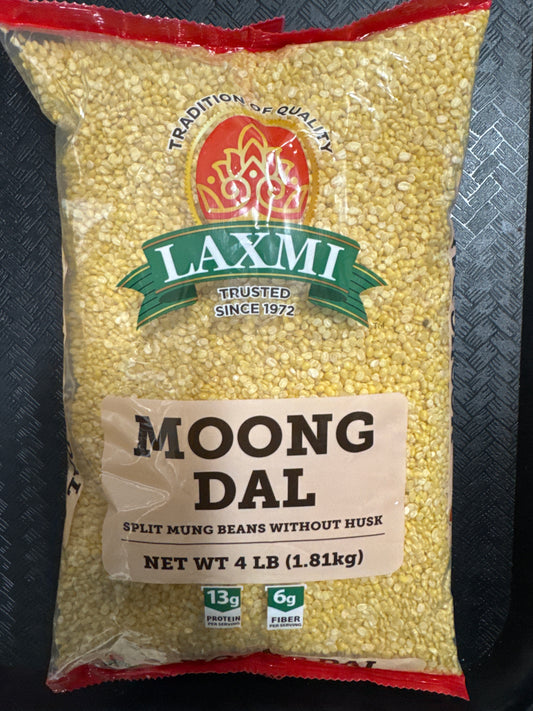 Laxmi Pulses Moong dal (Split Mung Beans Without Husk) 4lb / 1.81 kg