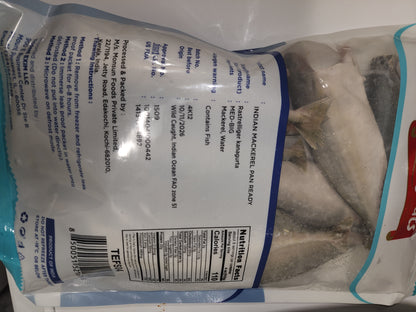 Tasty Eats Frozen Indian Mackerel Pan ready/Cleaned 2 lb (Ayala)