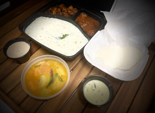 Veg Meals (Curd Rice, Potato Fry, Mango Pachadi, Idli, Sambar, Chutney, Payasam/Kheer)