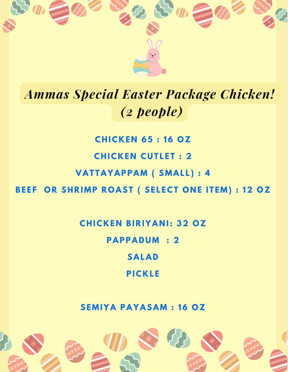 Ammas Special Easter Package (Chicken Combo for 2 persons)