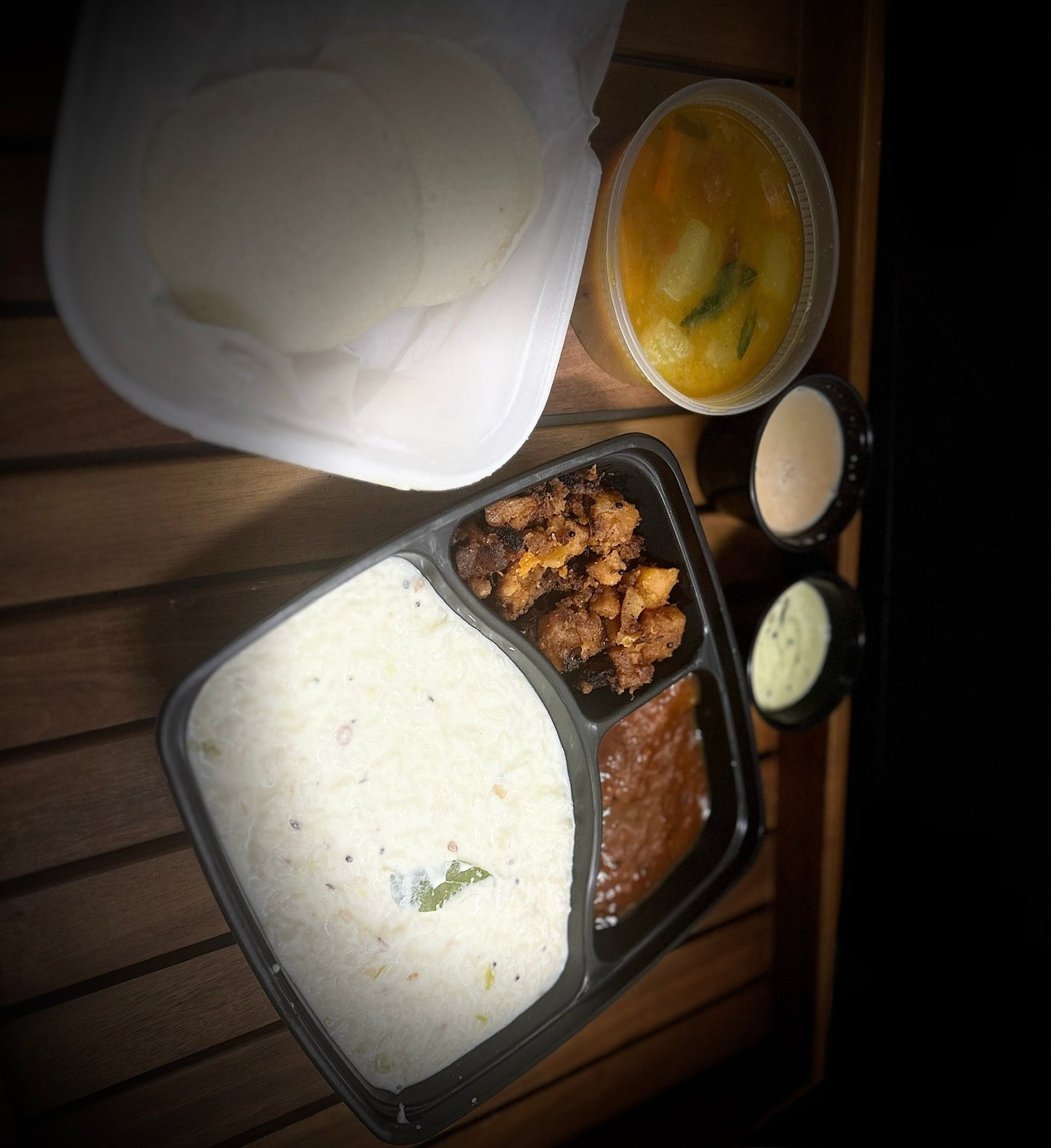 Veg Meals (Curd Rice, Potato Fry, Mango Pachadi, Idli, Sambar, Chutney, Payasam/Kheer)