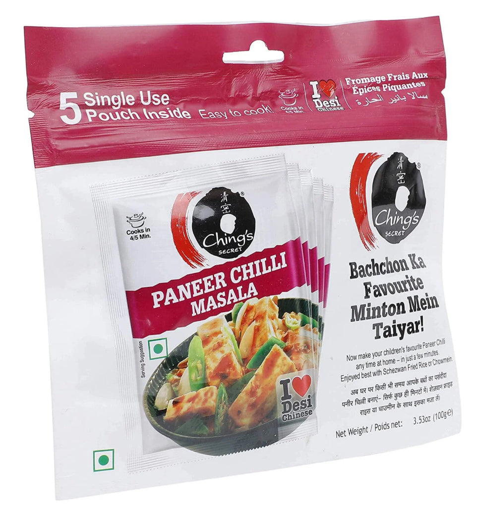 Ching's Secret Spice Mix Paneer Chilli Masala Mix (5 ct single use pouch) 100g / 3.53 oz