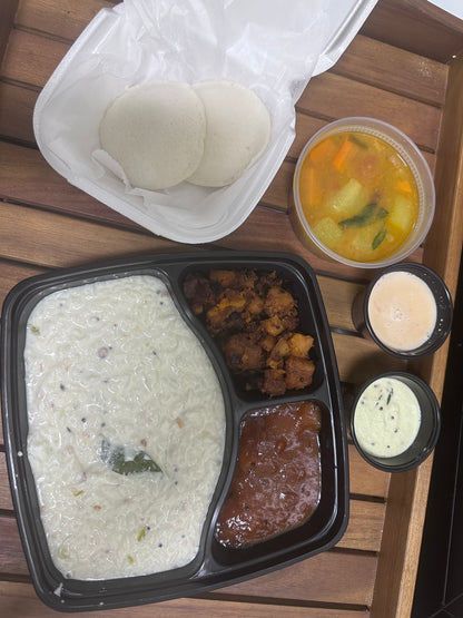 Veg Meals (Curd Rice, Potato Fry, Mango Pachadi, Idli, Sambar, Chutney, Payasam/Kheer)