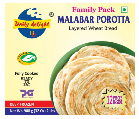 Daily Delight Frozen Food Family size Porotta 908 gm / 32 oz / 2 lbs