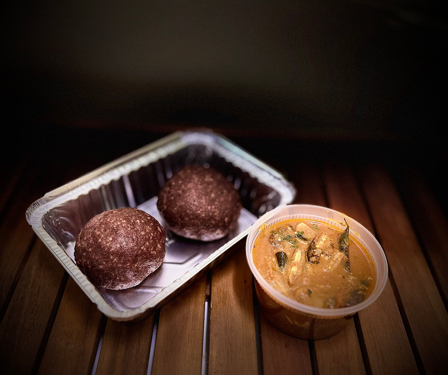 Ragi kali (Ragi Balls) + dry fish curry