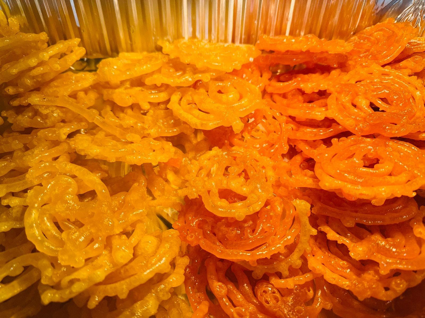 Yellow/Red Jalebi (Fresh from Patel Brothers Bakery)