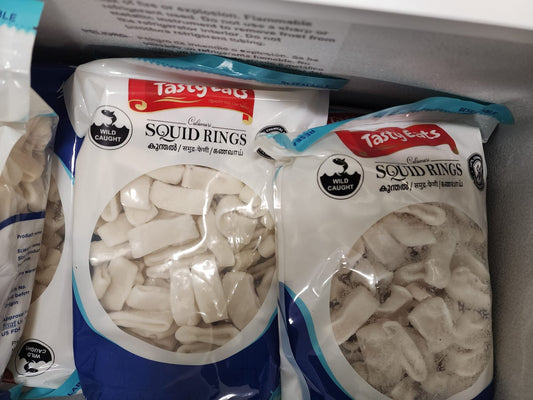 Tasty Eats Frozen Indian Squid Rings/Pan ready/Cleaned 2 lb (Koondal)